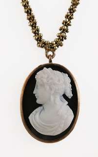 AMERICAN VICTORIAN 14K GOLD & HARDSTONE CAMEO NECKLACE  