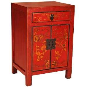  EXP Antique Style Handmade 24 Red Wood Nightstand 