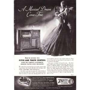   Zenith Cobra Matic Automatic Record Player Original Vintage Print Ad
