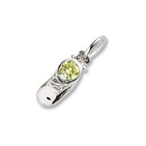   Charms Baby Shoe Charm with Simulated Peridot, Sterling Silver