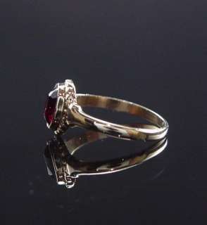   ANTIQUE VICTORIAN 14K OVAL FACETED GARNET BABY RING SIZE1.5  