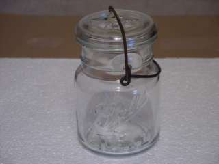 BALL IDEAL CANNING JAR GLASS LID WIRE CLOSURE PATD JULY 14, 1908 