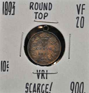 1893 Round Top Canada 10 cent LOVE TOKEN graded VF 20  