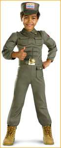 Army Soldier Green Muscle Suit Hat Child Boys Costume  
