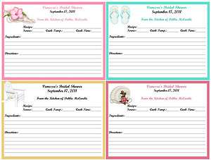 Bridal Shower Beach Recipe Cards/Party Supplies/Any Theme  
