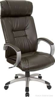 High Back Brown Leather Ergo Computer Office Desk Chair  