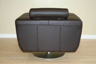 TAD DK BROWN leather modern club CHAIR swivel action  