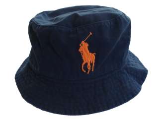 Ralph Lauren Navy Blue Big Pony Polo Bucket Beach Hat  