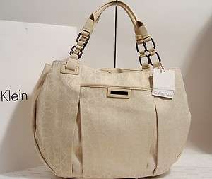 NEW Calvin Klein CK Logo Khaki Tote Purse Bag Handbag Large  
