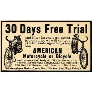  1911 Ad American Motor Cycle Company Antique Bicycle 