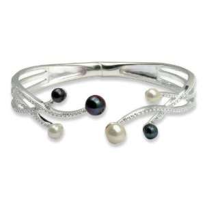    Sterling Silver and Black and White Pearl Bracelet Jewelry