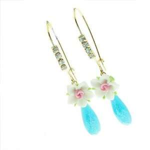  Beautiful Rose Flower Earrings. (Blue): Jewelry