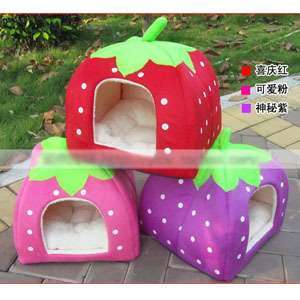   Sponge strewberry pet / cat / dog house bed + Removable Cushion Hpe
