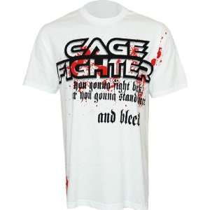  Cage Fighter MMA Stand & Bleed White Shirt Sports 