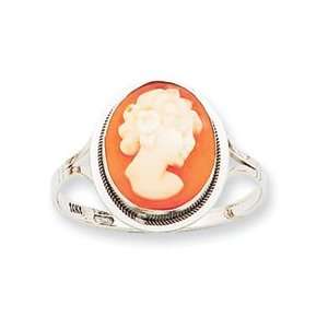    14k White Gold 10x12 Shell Cameo Ring   JewelryWeb Jewelry