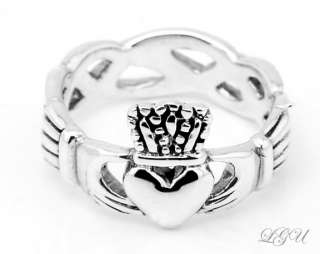 STERLING SILVER 925 LOVE CLADDAGH CELTIC RING SZ 7  