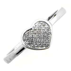 1/10 Carat Diamond 10k White Gold Heart Promise Ring 