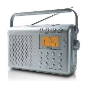 Coby Digital Portable AM/FM Radio Dual Alarms Silver NOAA Weather Band 