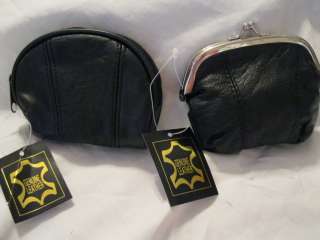 GENUINE LEATHER COIN PURSES ZIPPERED OR SNAP CLOSE NWT  