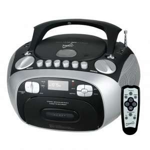  Supersonic MP3/CD Player with USB/AUX Inputs, Cassette Recorder 