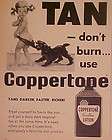 1969 Dont Burn Use Coppertone Sun Tan Lotion Girl Puppy Beach Treat 
