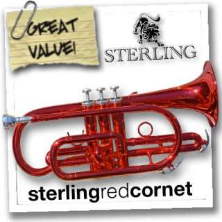 RED Pro Bb Sterling CORNET • With Case • BRAND NEW •  