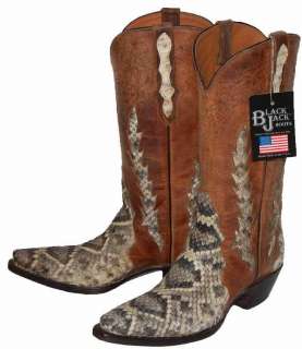 599 BLACK JACK RattleSnake Cowboy Boots Mens 7.5 D $550  