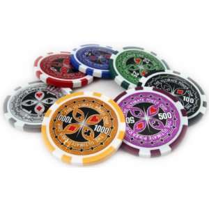 500 14g Real Clay Ultimate Poker Chips with Case  Sports 