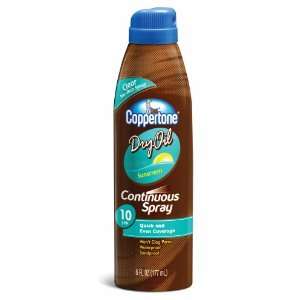  Coppertone Dry Oil Continuous Spray SPF 10, 6 Ounce Bottle 