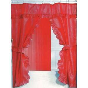 Red Fabric Double Swag Shower Curtain with Matching Fabric 