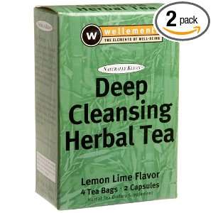 Wellements Deep Cleansing Herbal Tea, Lemon Lime Flavor, 4 Tea Bags 
