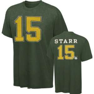Bart Starr Green Bay Packers Green Hall Of Fame Name & Number Tee