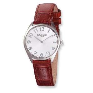  Ladies Charles Hubert Leather Band Silver White Dial Super 