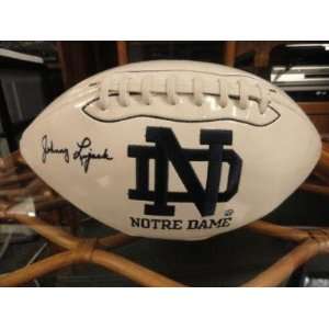  Autographed Johnny Lujack Football   Notre Dame Irish Logo 