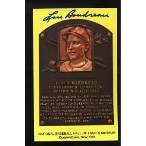 Lou Boudreau Hand Signed Hof Vintage Postcard Psa ~~   MLB Cut 