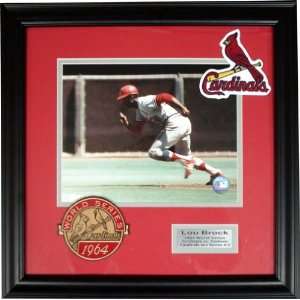 Lou Brock 8x10 Framed with 2 patches 64 World Series