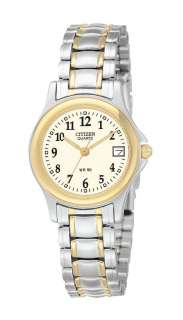 eu1974 57a ladies calendar date watch with white dial and two tone 