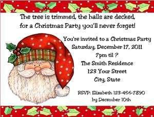 Personalized Christmas/Holiday Party Invitations w/envelopes  