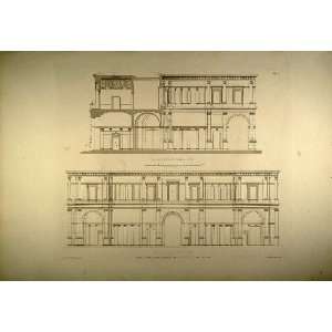  1860 Engraving Pope Julius III Villa Rear Facade Rome 