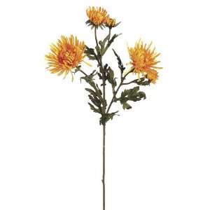  Faux 29 Spider Mum Spray x3 Yellow Gold (Pack of 12 
