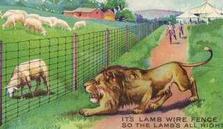 Circus LION Escape Lamb Fence Adrian MICH poem ad CARD  