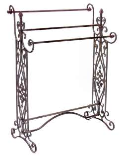 FRENCH COUNTRY Wrought Iron Scrolled QUILT / Towel RACK Holder Tuscan 