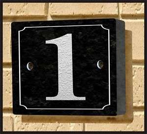 HAND ENGRAVED GRANITE HOUSE SIGN WITH A NUMBER 1. # No  