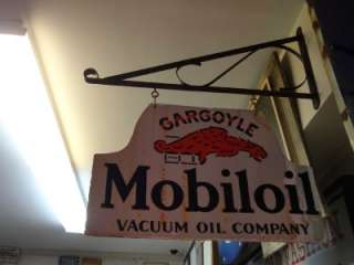 Mobil Mobiloil Gargoyle Double Sided Custom Hanging Porcelain sign w 