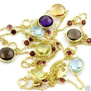 ASSORTED MULTICOLORED GEMSTONES 14k YELLOW GOLD STATION BY THE YARD 