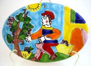   Musa Pottery Hand Painted Art Tile Trivet Picking Grapes Italy Italian