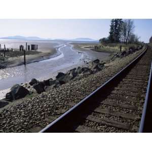 Train Tracks Leading to Bellingham, with San Juan Islands in Distance 
