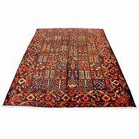   rug red black background with blue yellow and green details type