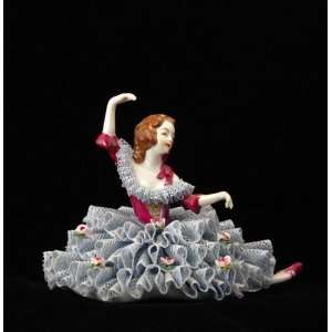   Ballerina Finale in Blue German Dresden Lace Figurine