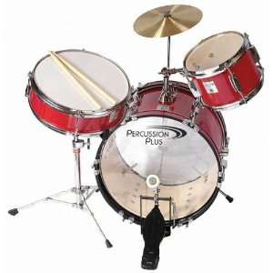  Percussion Plus Junior 3 Piece Drum Set with Cymbals   Red 